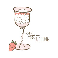 Vector illustration sketch. Hand drawn popular drink, Milk tea with tapioca pearls.