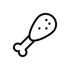 Chicken Leg Icon Food Meat Outlined - Vector