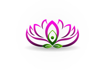 Yoga man lotus flower logo vector web image design