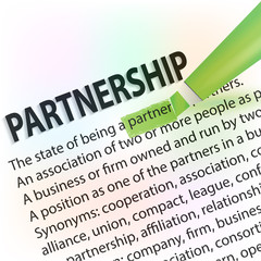 Partnership meanings marked with a highlight marker vector