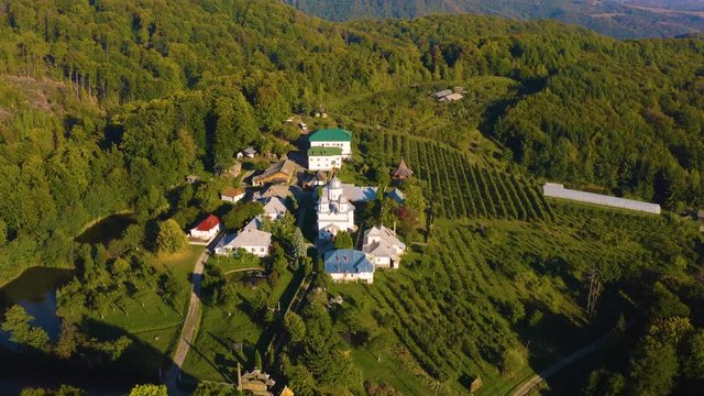 Slanic Monastery, Arges, Romania, 4k drone images.
