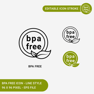 Bpa free icons set vector illustration with icon line style. Bpa non toxic plastic concept. Editable stroke icon on isolated white background for web design, user interface,  and mobile application 