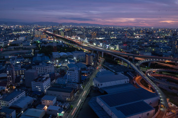 Fototapeta na wymiar 東大阪の夕景