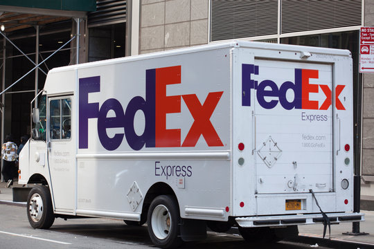 New York, New York, USA - October 10, 2019: A parked Fedex Truck.