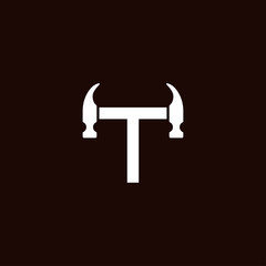 the initial letter T hammer logo. from company icon template - vector