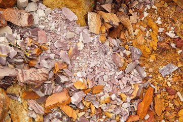 Ancient copper deposit. Stones with a high copper content.