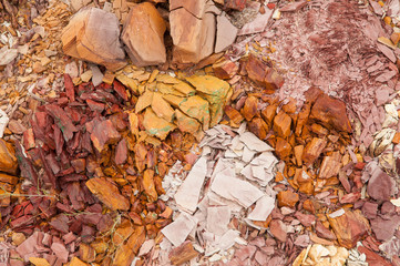 Ancient copper deposit. Stones with a high copper content.