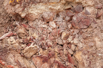 Ancient copper deposit. Stones with a high copper content.