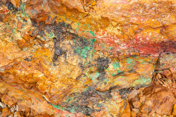 Ancient copper deposit. Stones with a high copper content.