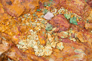 Ancient copper deposit. Stones with a high copper content.