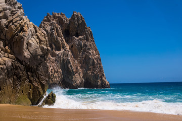 Rock formations at Lover's Beach (Playa del Amor) by Cabo San Lucas on the Baja California coast in Mexico.