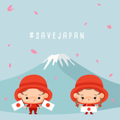 Save Japan messages for advertising making donate of natural disaster in Japan : Vector Illustration