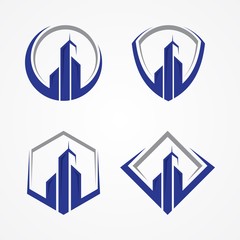 Best creative illustration building symbol with some frames for real estate business