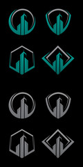 Creative luxury design building symbol with some frames for real estate business