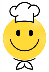 Smiley Face yellow Chef. Happy smiley emoji vector yellow. Vector happy circle face.