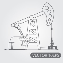 Oil rig icon black and white outline drawing