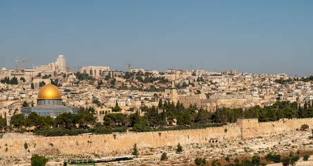 Fototapeta na wymiar View of the Golden Gate in the Wall Around the Old City of Jerusalem