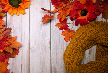 autumn leaves on the table