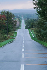 北海道美瑛　雨上がりのジェットコースターの道