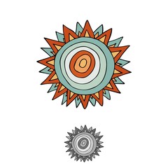 Colorful abstract sun flowers ethnic vector isolated summer icon design