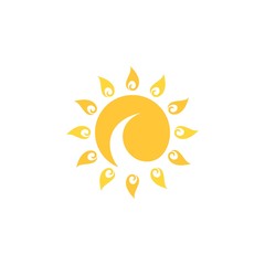 Creative, simple vector sun with swirl on the middle isolated summer icon design