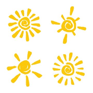 Set abstract and fun sun vector isolated summer icon design