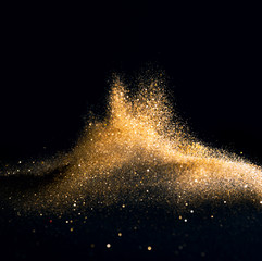Fototapeta na wymiar glitter lights grunge background, gold glitter defocused abstract Twinkly gold Lights Background.