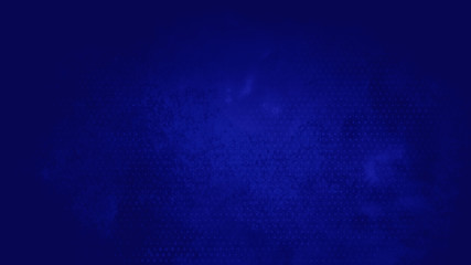 Blue background with abstract faint polka dot or half tone pattern of small irregular circle shapes in mottled distressed texture design