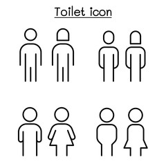 Toilet, Restroom sign in thin line style