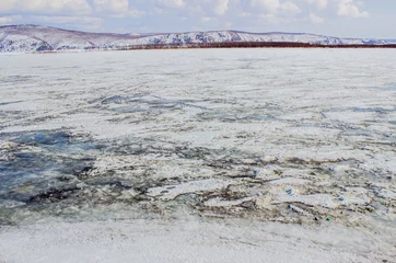 Fototapeten Sommer Landscape on the river and hills. Frozen river  © Вероника Одинокова