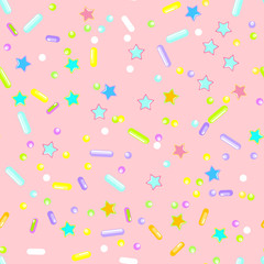 Sprinkle Cupcake Donut Topping. Seamless Pattern 