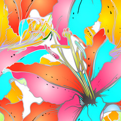 Fototapeta na wymiar Artistic Floral Seamless Pattern. Colorful 
