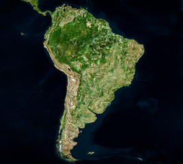 High resolution Satellite image of South America (Isolated imagery of South America. Elements of...