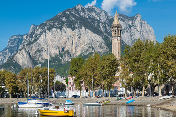Lake Como, Italy. Lecco, picturesque town overlooking the lake - obrazy, fototapety, plakaty