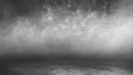 empty dark room abstract fog smoke glow rays wall and floor interior displays product