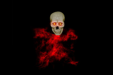 skull with red smoke on black background,Halloween day
