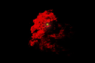 Textured cloud, Abstract red,isolated on black background
