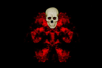 skull with red smoke on black background,Halloween day