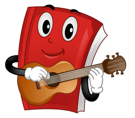 Mascot Book Music Guitar Illustration