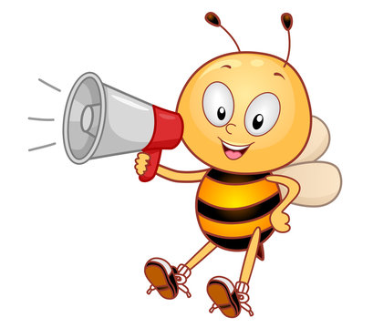 Mascot Bee Megaphone Illustration