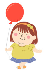 Kid Girl Fat Balloon Illustration