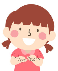 Kid Girl Hands Happy Want Illustration