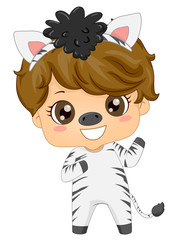 Kid Boy Safari Animal Zebra Costume Illustration