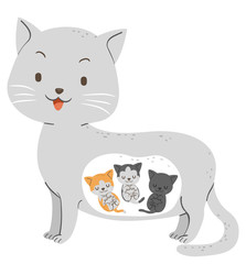 Animal Pregnant Cat Kitten Illustration