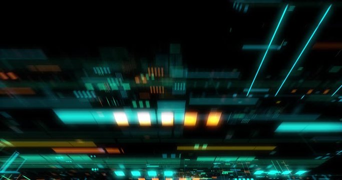 Flying over abstract motion background, a futuristic circuit board, Digital motherboard. Digital grid, CPU Processing, Digital network, Computing, GPU gaming, Web, internet. 3D render
