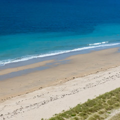 vue aérienne de la plage à Granville dans la Manche en France