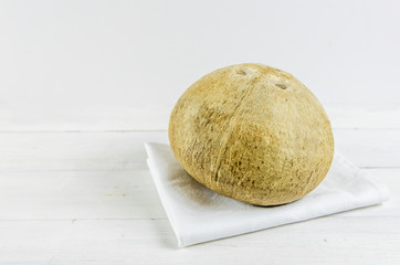 Exotic. Diet. Nut. coconut on a white background.