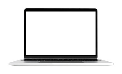 Blank screen Laptop Computer isolated on white background with clipping path.