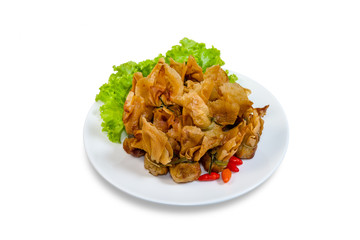 fried wonton or Toong Tong isolated on white background,clipping path