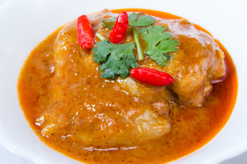 closeup chicken massaman curry